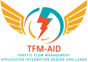 FAA TFM-AID Challenge square logo lightning bolt encircled with wings